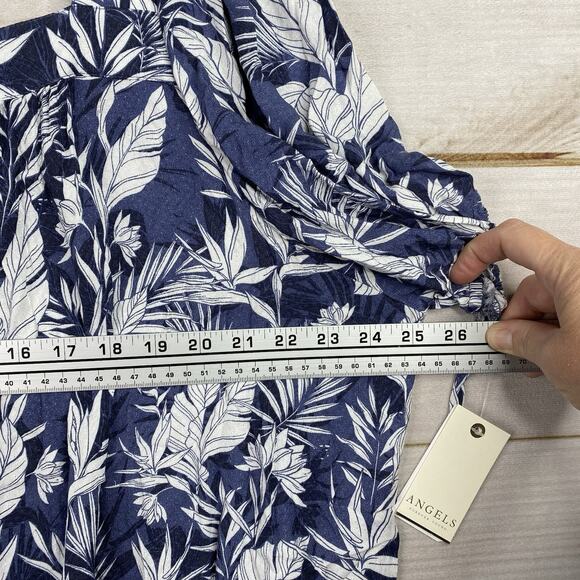 Angels Forever Young Top Womens 3X Blue Floral Boho Flowy Rayon Cruise Hawaiian - Picture 4 of 9